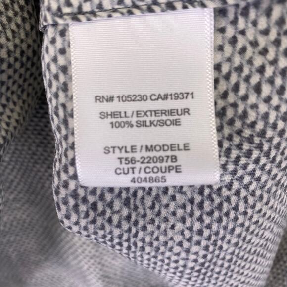 Joie Addie B 100% Silk Top Womens Sz S Gray Caviar Print Peasant Balloon Sleeve - Picture 8 of 10